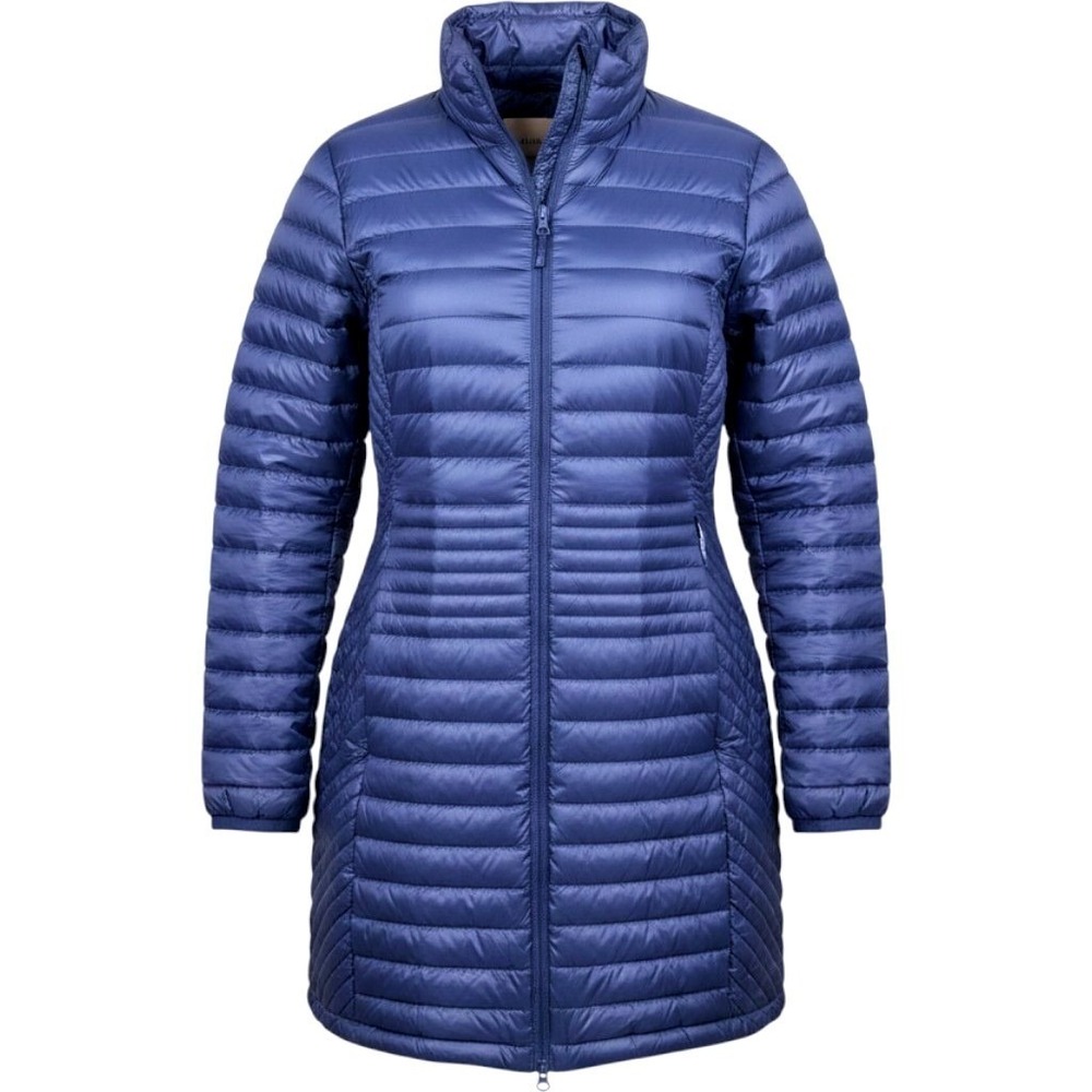 Duluth Trading Co Womens 1X Blue Downright Long Duck Down Puffer Coat Jacket